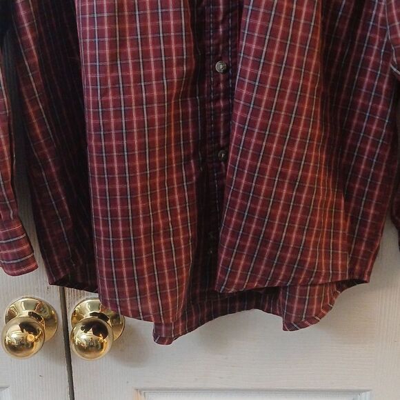Wrangler Rugger wear burgundy & black plaid long sleeve button down shirt Sz XL - Picture 2 of 8